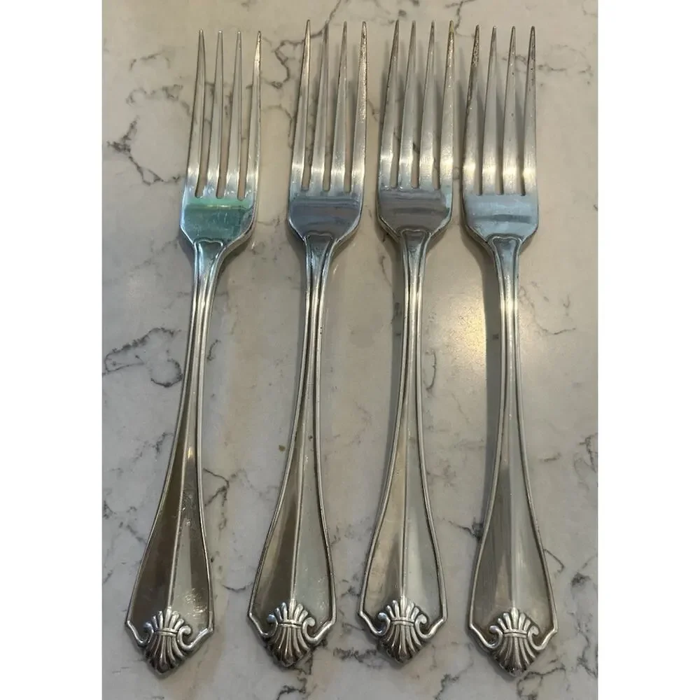 Vtg Rogers 1881 Oneida King James Pattern‎ Silverplate Set of 4 Dinner Forks